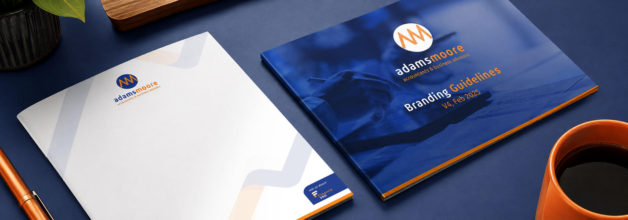 adams moore brand guidelines and letterhead design