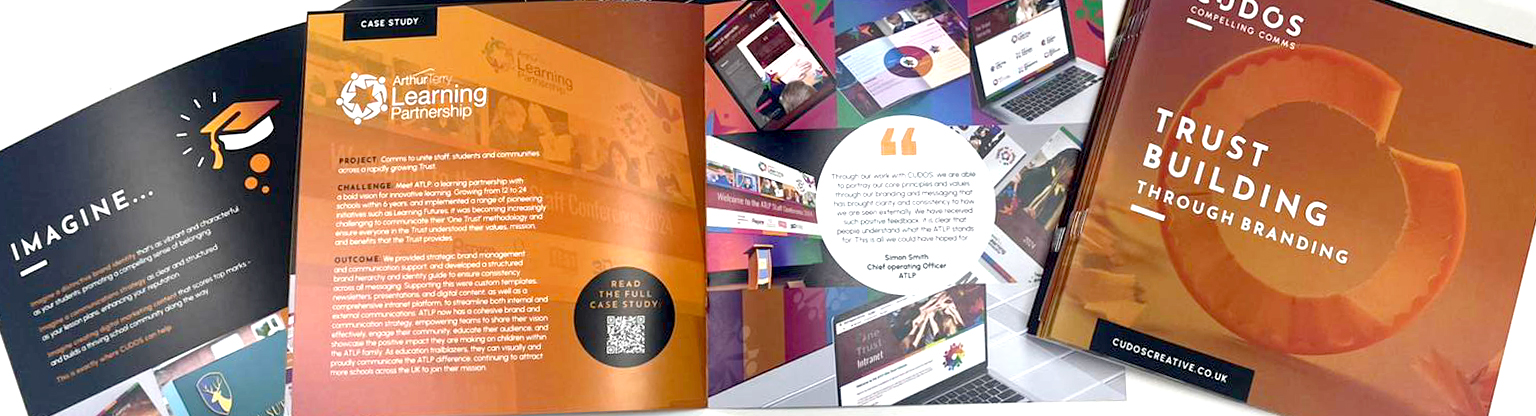 CUDOS Creative education trust brochure featuring Arthur Terry Learning Partnership case study – school branding and communications design