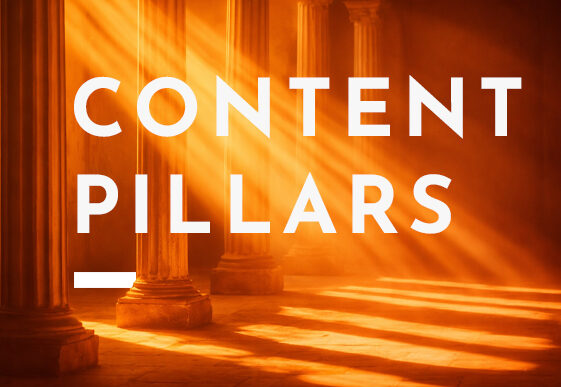 Content pillars concept with columns and warm lighting, representing a structured content strategy