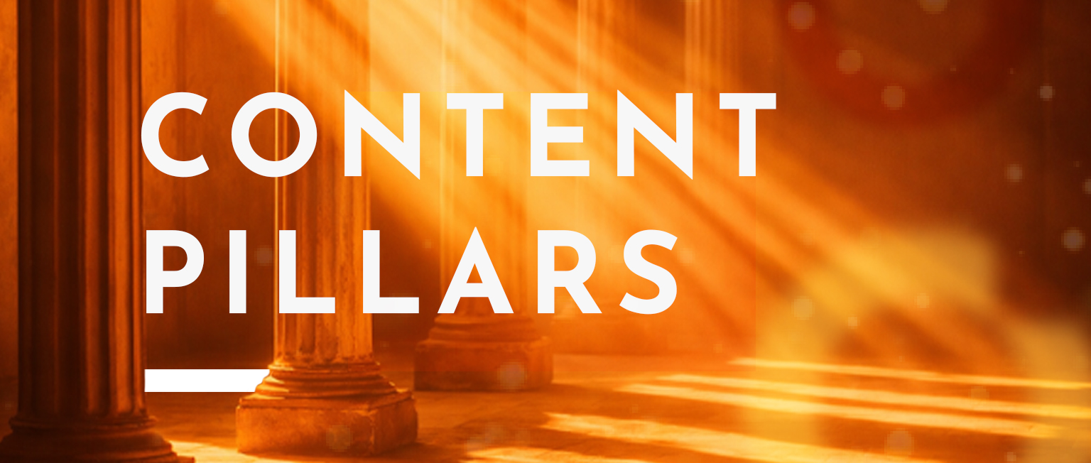 Content pillars concept with columns and warm lighting, representing a structured content strategy